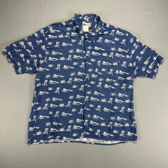 Untied Shirt Men's 2XL Short Sleeve Button Up Blue Hawaiian AOP Print - Picture 1 of 5